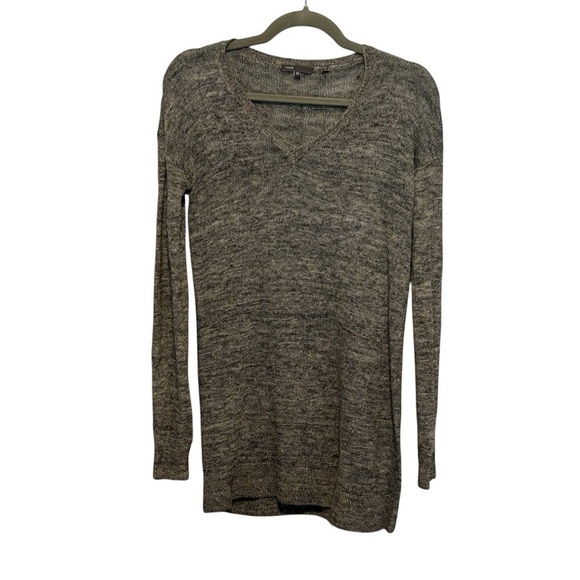 Vince Gray 100% Linen V-Neck Long Tunic Sweater Size XS - Picture 1 of 5